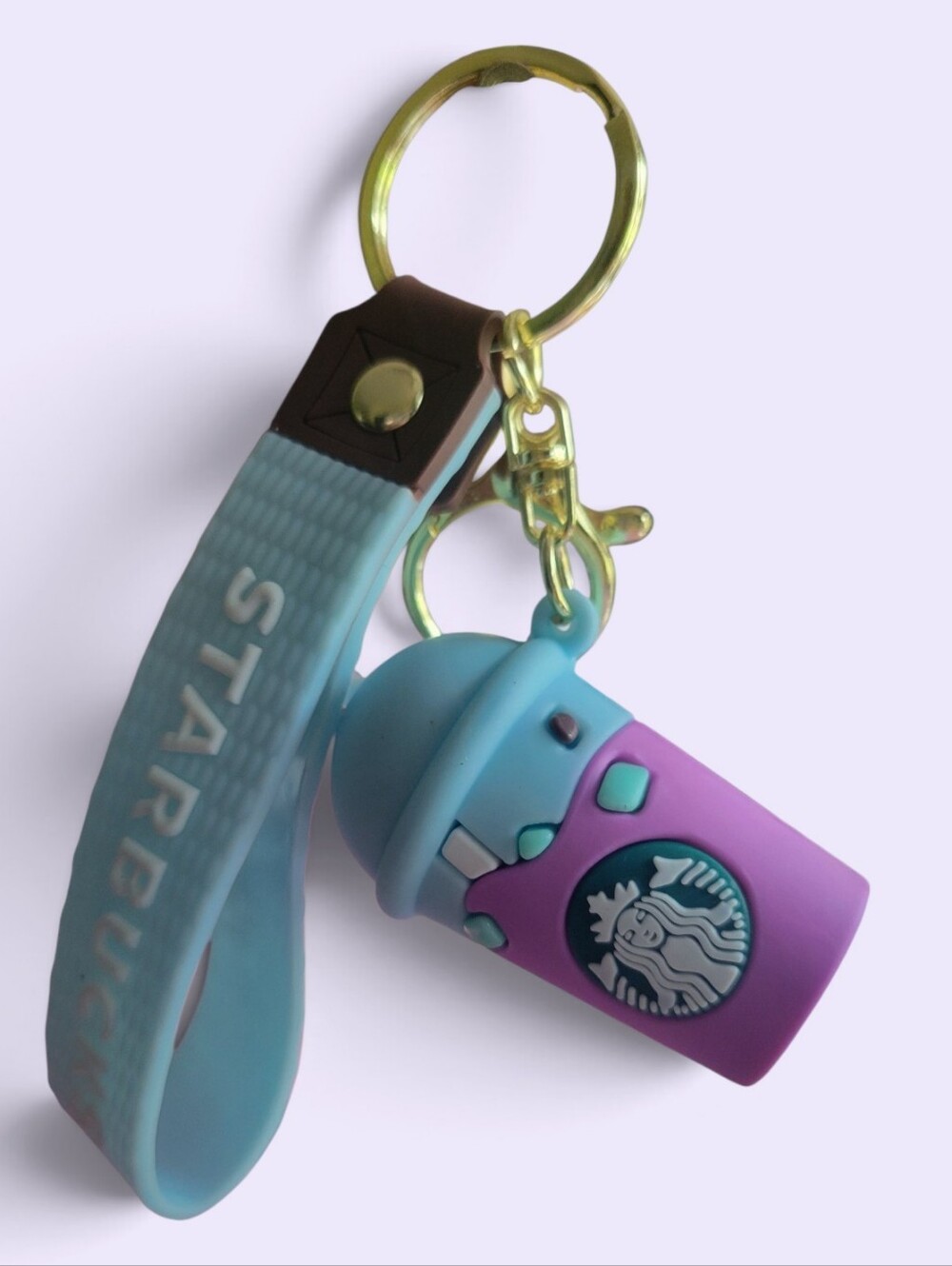 Starbucks Silicone Cup Keychain — Teal and Purple